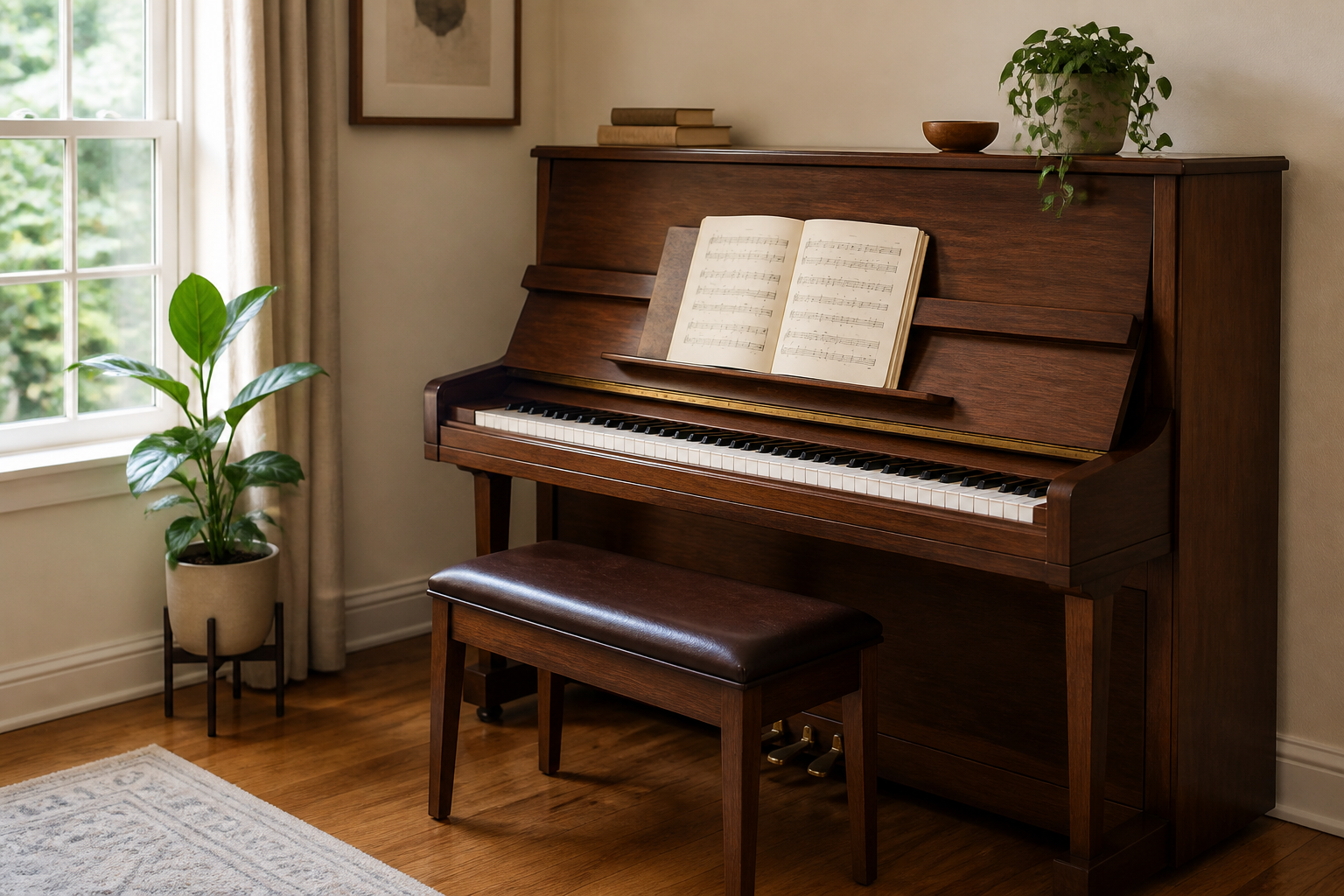 A warm, inviting piano studio